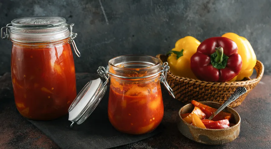 Лечо из перца с томатным соком на зиму – пошаговый рецепт приготовления с фото