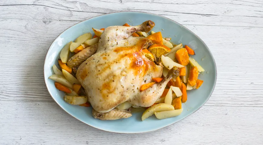 Курица, запеченная в рукаве, пошаговый рецепт с фото на ккал