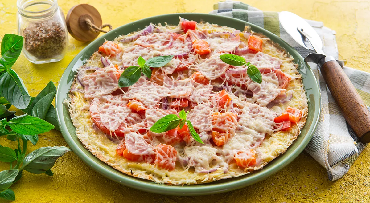 Пицца с ветчиной на лаваше 