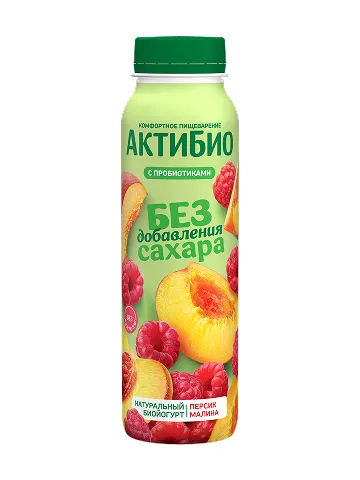АКТИБИО Биойогурт б/сах персик-малина 1,5% 260г
