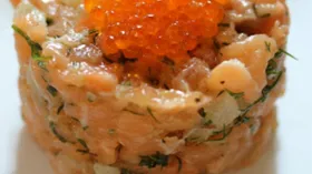 Новогодний салат-тартар из семги с грейпфрутом (рецепт на 4 персоны)