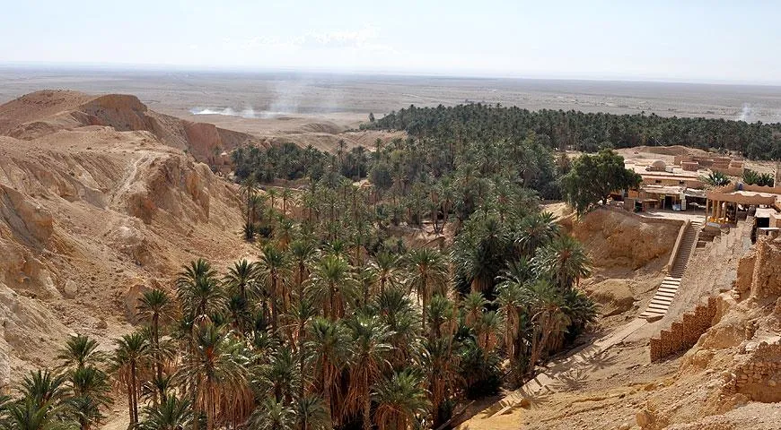 Оазис Шебика в пустыне Туниса