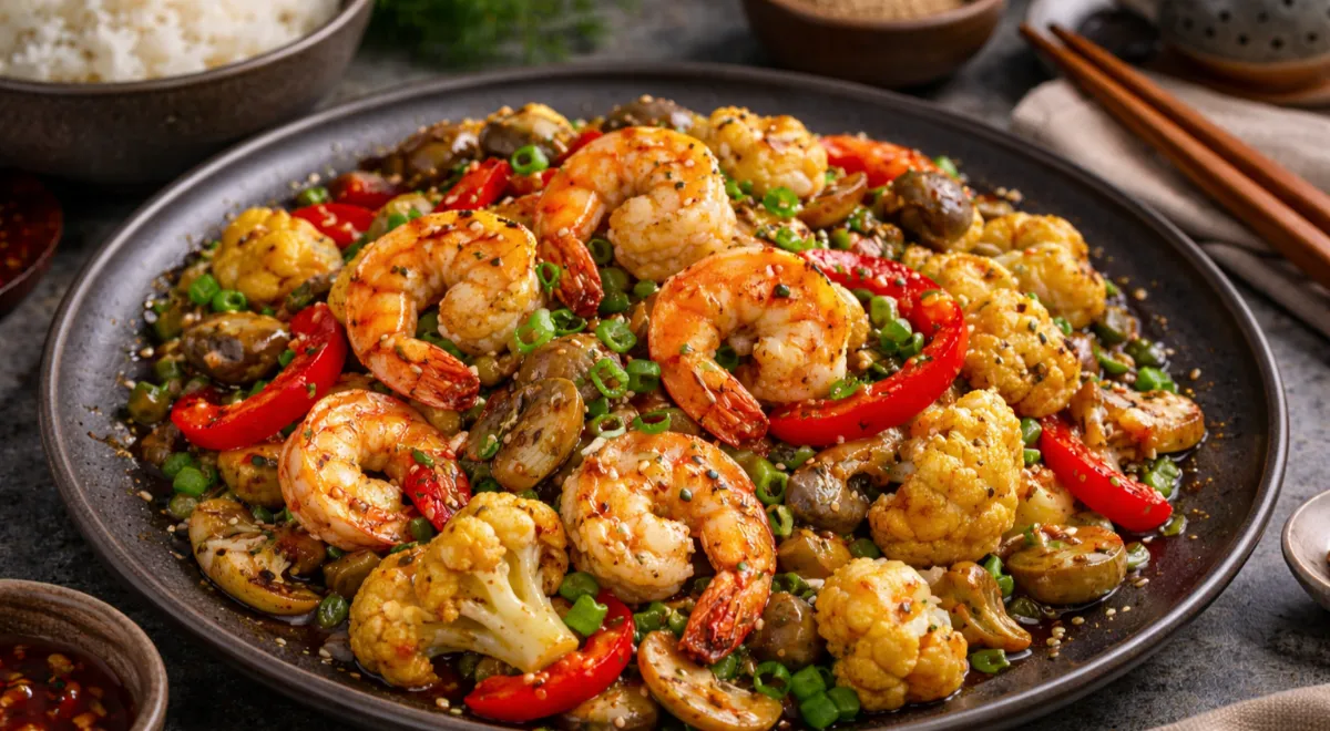 Креветки с цветной капустой