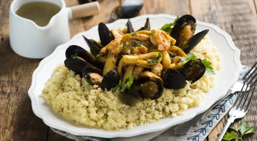 Рецепты на обед с креветками и кальмарами