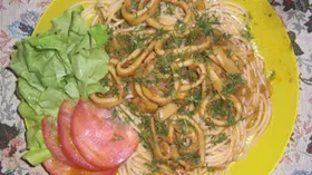 Рецепты с овощами, макаронами и кальмарами