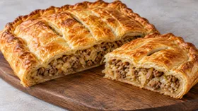 Пирог с квашеной капустой и фаршем