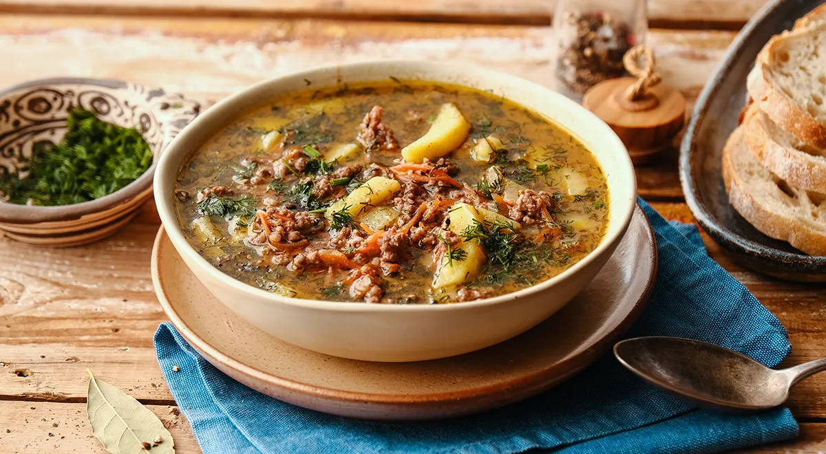 Рецепт супа с говяжьим фаршем и картошкой