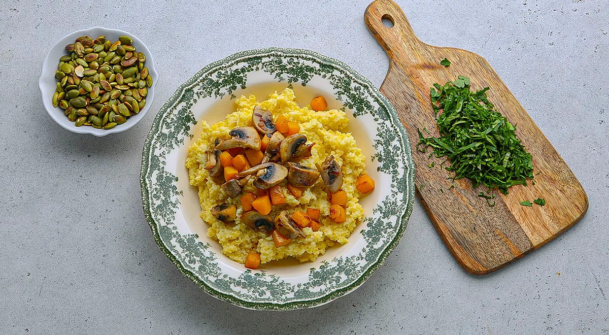 Рецепт пшенной каши на молоке с тыквой и грибами