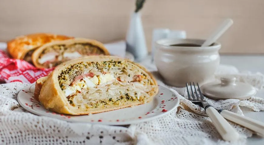 Рецепт кулебяки с блинами