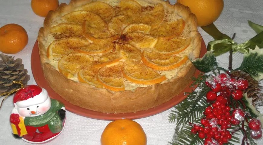 Тарт с творогом и апельсинами
