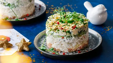 Постный салат с рисом