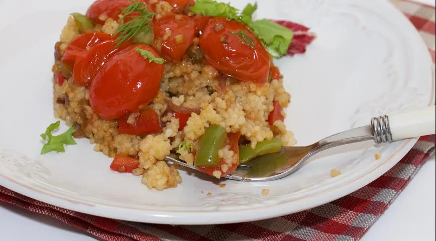 Готовим теплый салат с кус-кусом