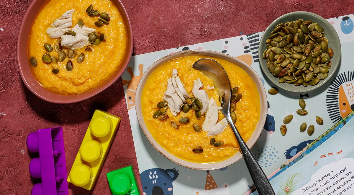 Рецепт детского тыквенного супа-пюре с семечками