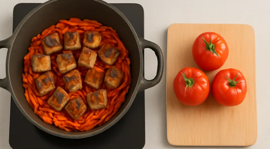 Баклажаны с мясом в казане