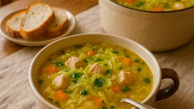 Легкий куриный суп с молодой капустой