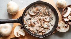 Тушеные шампиньоны в сметане