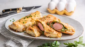 Сосиски в лаваше с сыром и яйцом