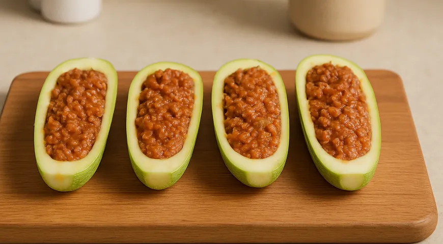 Фаршированные кабачки в аэрогриле