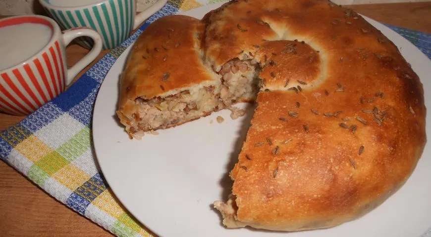 Рецепт гречнево-мясного пирога