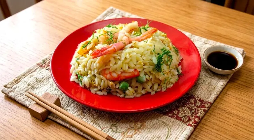 Орзо с креветками