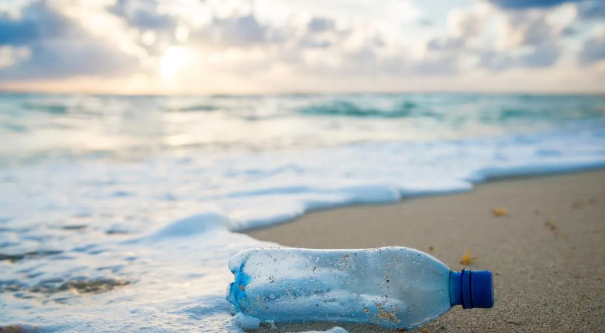 пластиковая бутылка в море