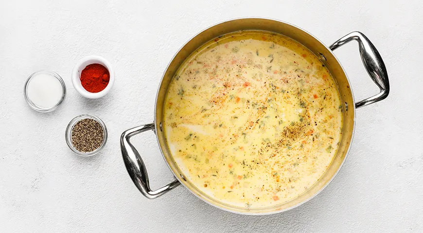 Сырный суп с ветчиной и беконом