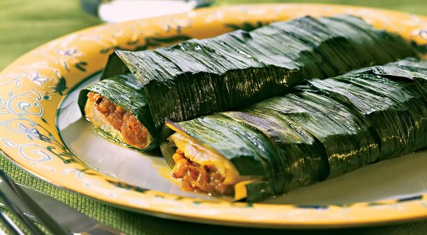 Рецепт рыбы, запеченной в листьях лука-порея (можно приготовить с мерлангом)