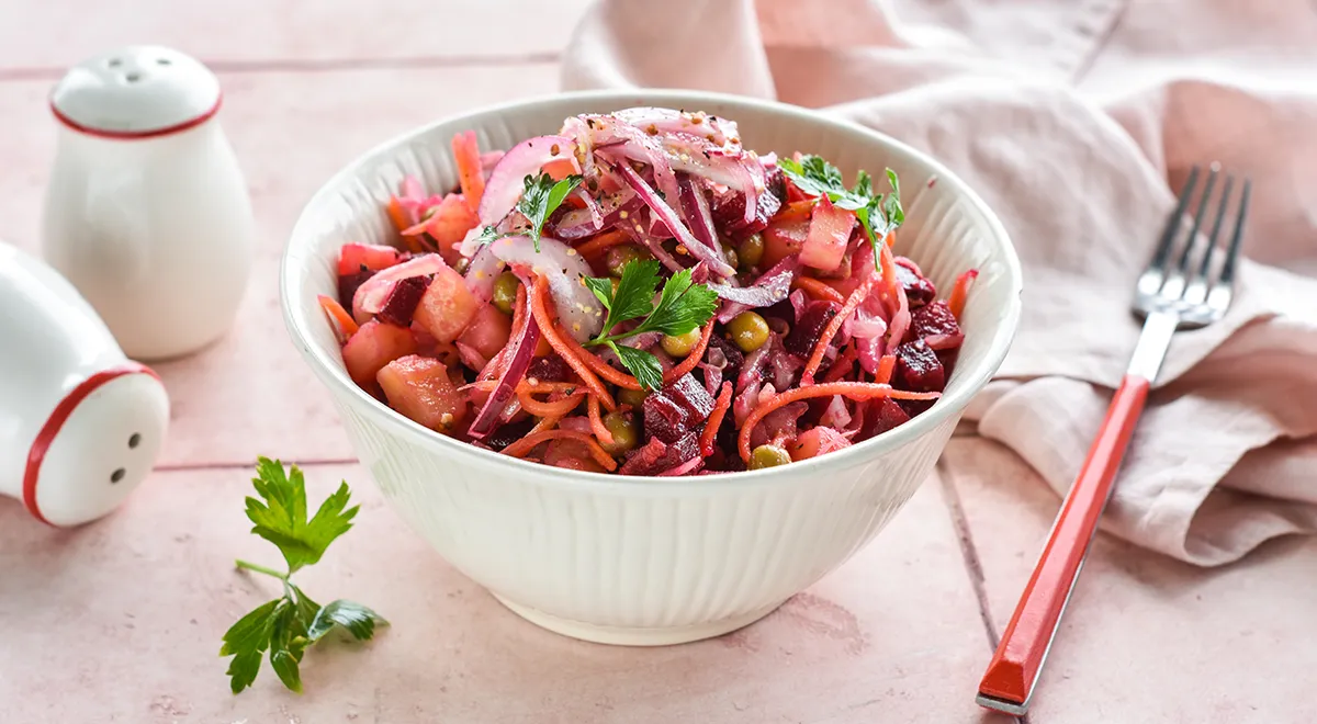 Рецепт винегрета с квашеной капустой и морковью по-корейски