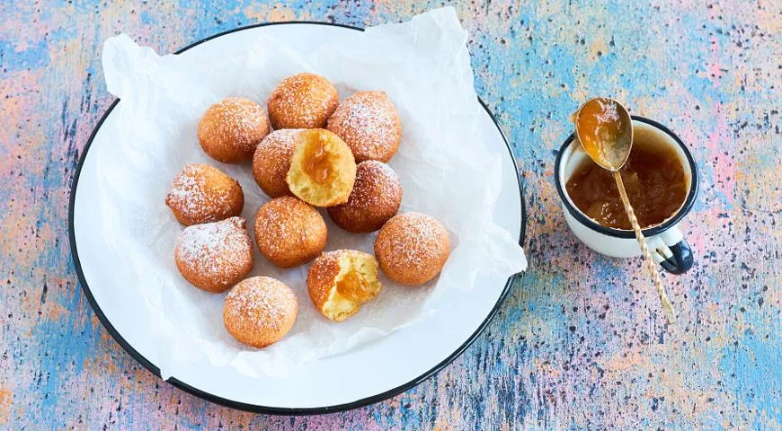 Рецепт пончиков с джемом, из хлеба