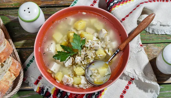 Куриный суп с овсяными хлопьями