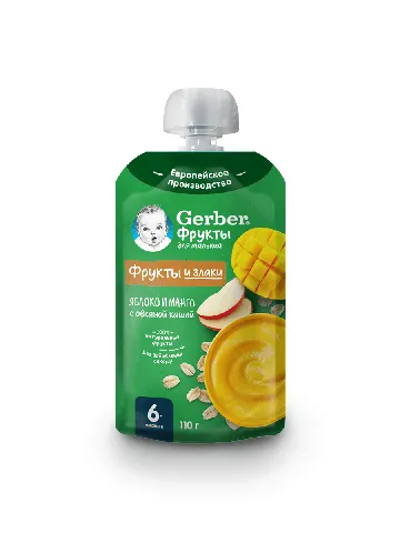 GERBER Пюре яблоко/манго/овсяная каша с 6мес 110г