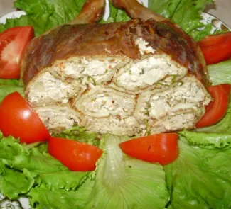 Курица, фаршированная блинами - пошаговый рецепт с фото