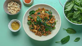 Кокосовое карри с гречкой и кешью