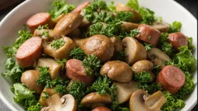 Салат с маринованными грибами и колбасой
