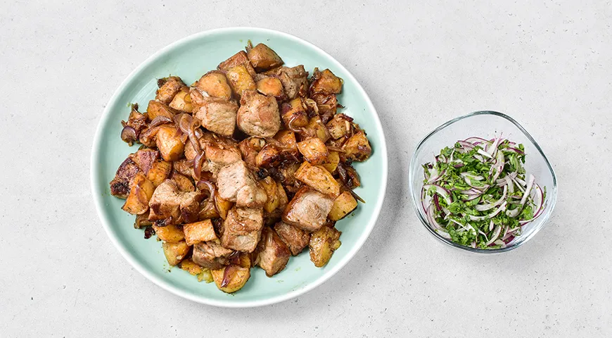 Жареное мясо с картофелем по-грузински