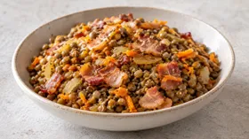 Чечевица с беконом и кумином