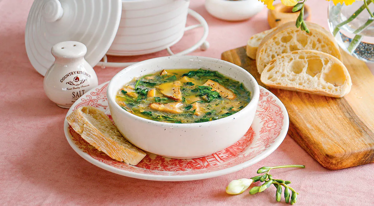 Шпинатный суп с грибами из Венето