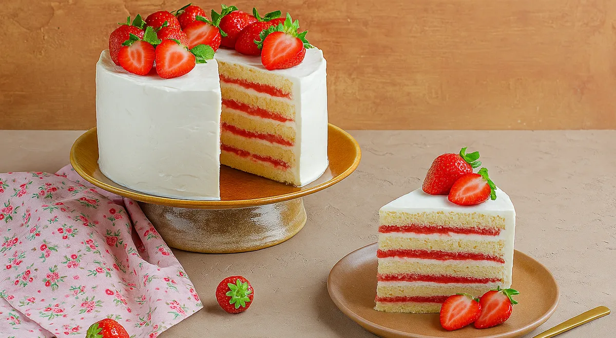 Молочный торт с клубникой