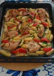 Курица с картошкой и сосисками