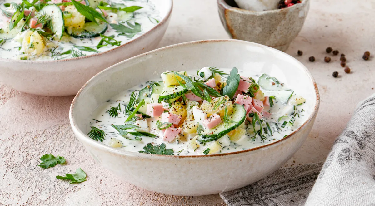 Рецепт окрошки с колбасой вареной Докторской