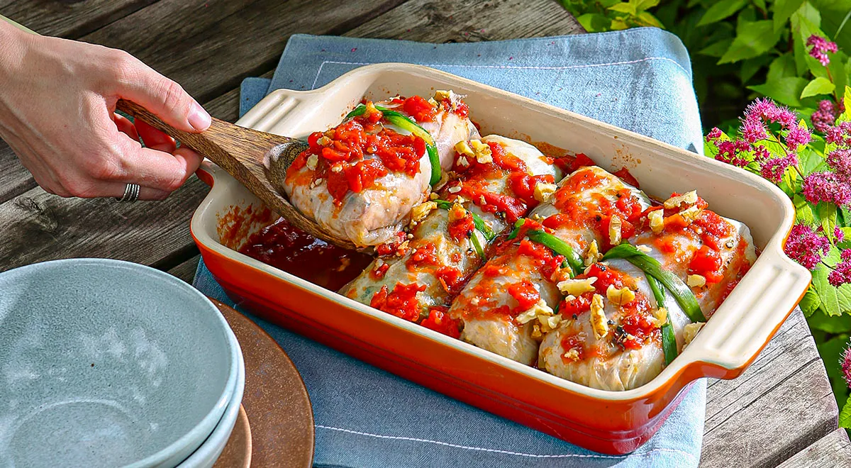 Веганские голубцы с рисом и орехами