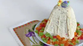 Заварная творожная пасха с орехами и цукатами