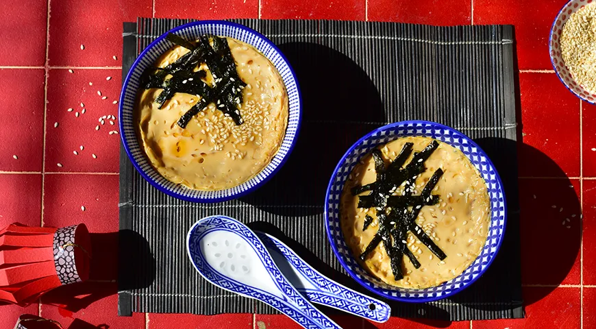 Рецепт чаванмуши (яичный крем) с водорослями и кунжутом