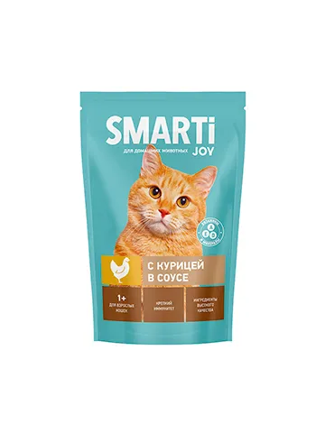 Smarti Корм для кошек с курицей 415г, пауч