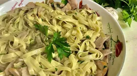 Рецепты с грибами, макаронами и ветчиной