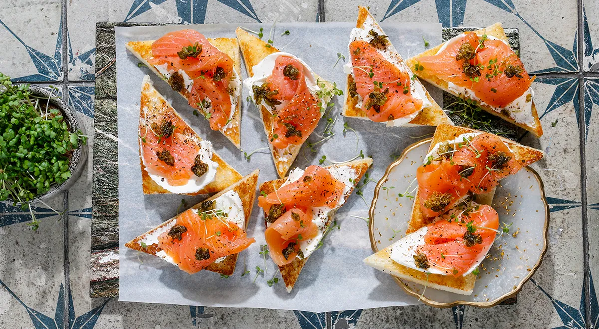 Рецепт тартинок с семгой