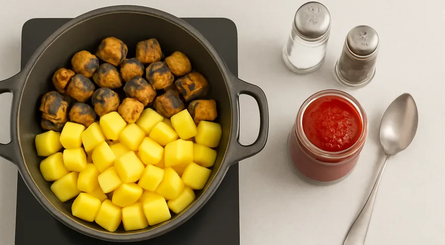 Баклажаны с мясом в казане