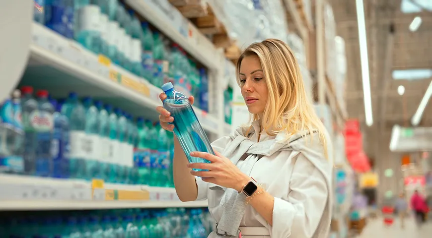 Стоит избегать бутылок с водой с деформированными боками, вздутой крышкой или нарушенной целостностью упаковки