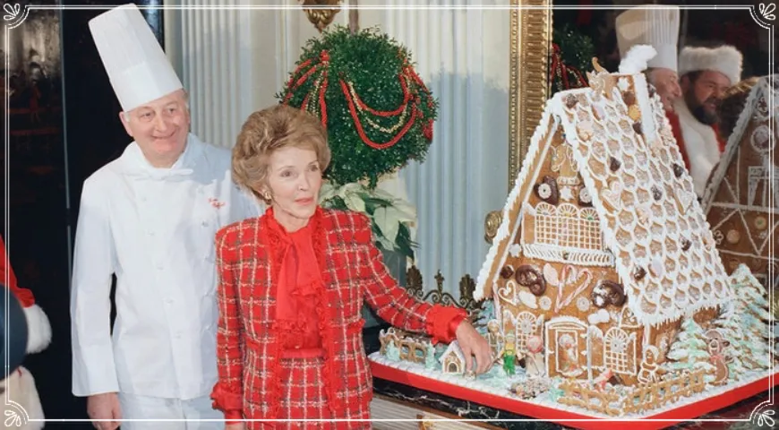 Пряничный домик 1985 года и Нэнси Рейган, Белый дом, Вашингтон, США (Barry Thumma/AP)