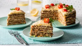 Кабачковый торт с фаршем